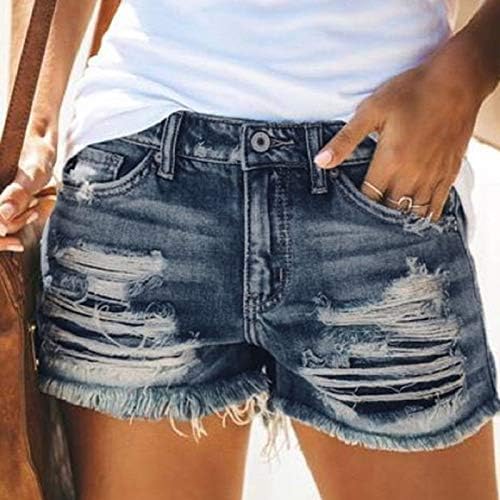 Jean shorts femininos de verão casual de cintura alta shorts jeans angustiados shorts praias de praia