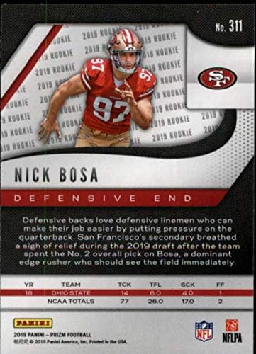 2019 Panini Prizm #311 Nick Bosa RC Rookie San Francisco 49ers NFL Football Trading Card