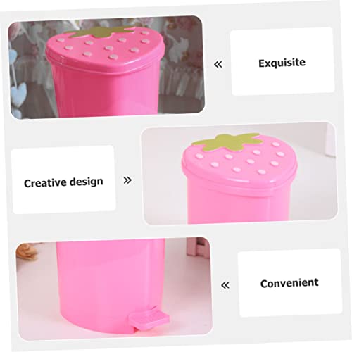 Bestonzon Car Lipcana Strawberry Trash Can Car Mini Lixo Can Mini Garbage Can Storage Bucket Cartoon Dimen Decor