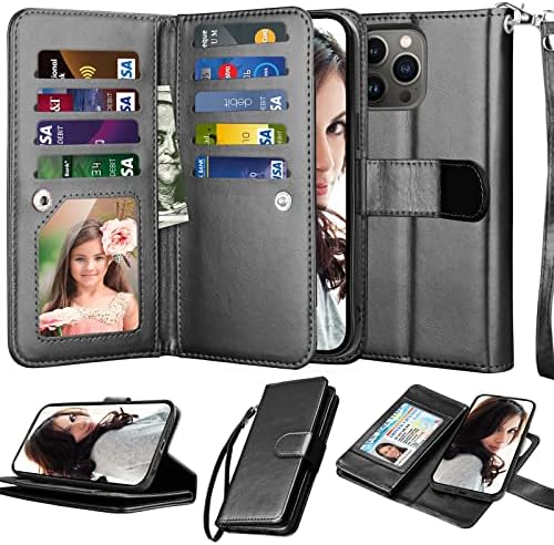 Caixa da carteira njjex para iPhone 14 Pro Max 6.7 2022, para iPhone 14 Pro Max Case, [slots de 9 cartas] PU Leather