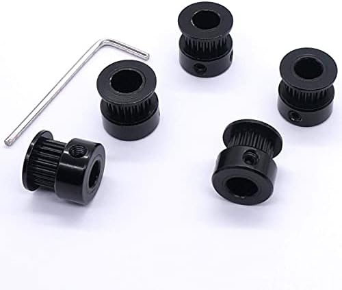 TIOYW 5pcs 8mm Bore 20 dentes Polia de cinto GT2 para impressora 3D 6mm Largura 20t Correia de alumínio da correia de alumínio Polia