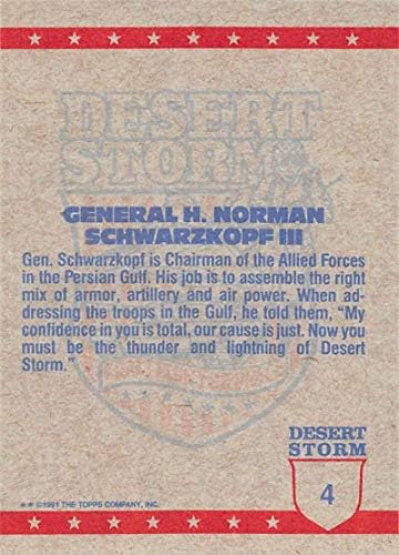 1991 Topps Desert Storm Yellow Logo Letter Coalition for Peace Trading Cards #4B General H. Norman Schwarzkopf