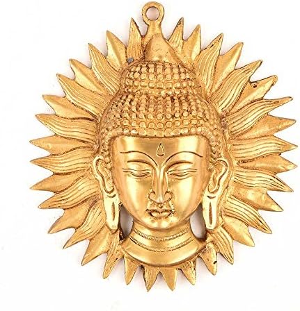 Prateleira indiana 2 peças vocalforlocal artesanal multicolor bronze buda máscara solar parede pendurada gancho