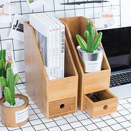 Annncus Creative Office Supplies Desktop Storage Box com gaveta A4 Book Bamboo Storage Box