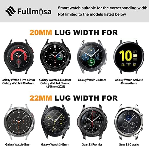 FullMosa Redunda rápida Banda de relógio 22mm 20mm 18mm, bandas de couro polido para Samsung Galaxy Watch/Huawei Watch/Garmin