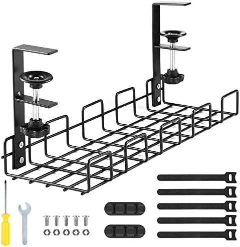 Bandeja de gerenciamento de cabos em mesa, rack de gerenciamento de arame, sob o organizador do cordão de mesa sem