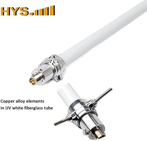HYS BAND DUAL 144/430 MHz Antena de base vertical de fibra de vidro pesada 5,7 pés, conector SO-239 4.5/7.2dbi de