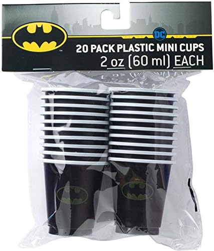 Silver Buffalo DC Comics Batman 20 Pacote Mini Plástico Partido de Plástico Brincho Copos, 2 onças