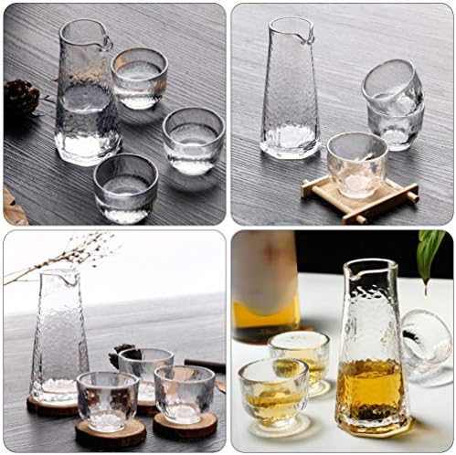 Conjunto de vidro de vidro de cabilock Conjunto de vidro de vidro de vidro canecas 4pcs Conjunto de saquê de vidro Japonês Saki