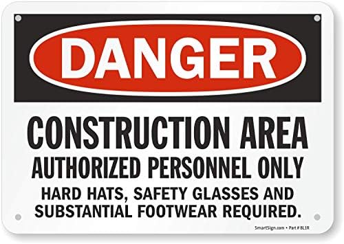 SmartSign-S-8968-AL-14 Área de construção-apenas pessoal autorizado Sign | 10 x 14 de alumínio preto/vermelho em branco