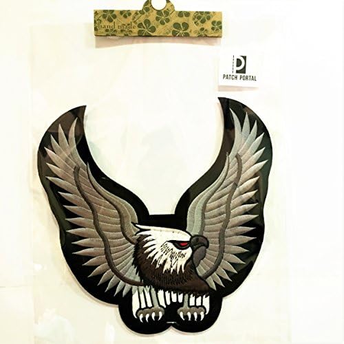 Patch Portal Bald American Eagle emblema 9 polegadas grandes costas bordadas patrióticas decorativas Animal cinza vida
