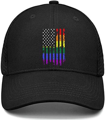 Oneyuan American Rainbow Flag Gay Hat Pride Ajustável Mesh Unisex Baseball Capinho Cool Hat