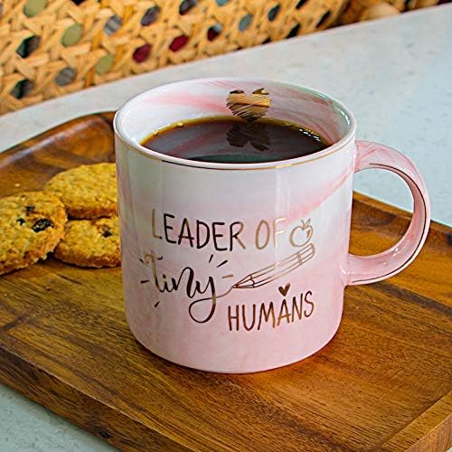 Vilight Professor Apreciação Presentes para Mulheres - Líder de Tiny Humans Professor Caneca - Copa de café em mármore rosa