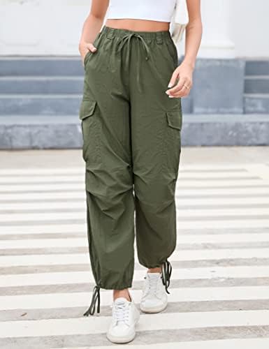Calça de pára -quedas de carga de carga de clearflower para mulheres casuais calças de cordão de cordão alto casual da cintura Y2K