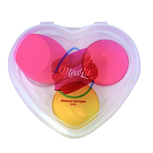 Miss Lil USA Makeup Sponge Blender Multicolor Set - Non Latex, Soft e Profissional Belas Fundação Blending Blender With Egg Case,