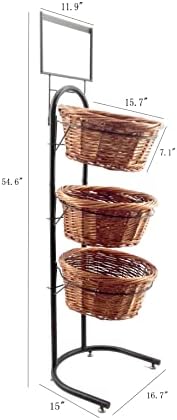 FixtUledIsPlays® 3 camadas de vime Market Basket Fruit Legal Bakery Goodys Exibir Stand Pantry Kitchen Organizer 31042-Two-Tone-NPF