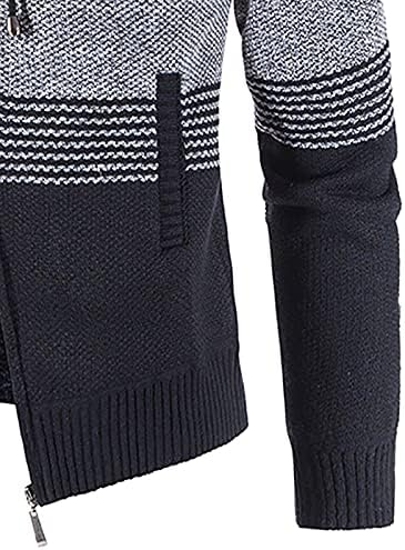 Cardigan Mens Sweater, Zip masculino com capuz de lã com capuz Cardigan Sweater Winter Warm sherpa revestido com capuzes de