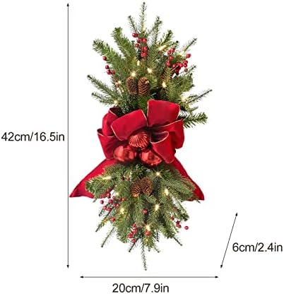 Ganhos genéricos de Natal, LED LIGHT UP Christmas Wreath com frutas de fita pinha de pinheiro bowknot ornamentos