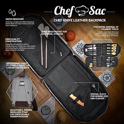 Chef Sac Chef Knife Leather Mackping com guardas de faca de 2 pacote incluídos