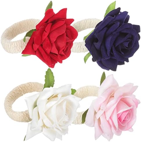 Didiseaon decoração vintage 4pcs artificial rosa flor anéis de guardana
