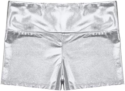 Mufeng Kids Girls Shiny Metallic Stretch Surfras de ginástica de ginástica alta da cintura