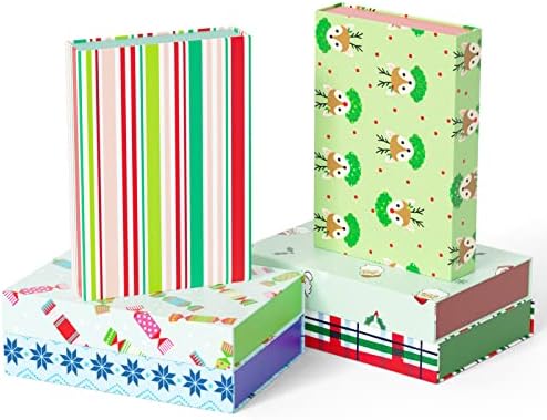 Caixa de presente de Natal 14 x 9,5 x 2,3 com fechamento magnético, design perfeito para embalagem de presentes, Natal, Dia