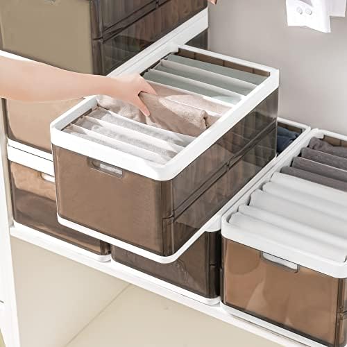 MONTEX 4 Pack Roupos Organizador de roupas acrílico Organizador de armazenamento de pano empilhável 9 Grades Puxe a gaveta