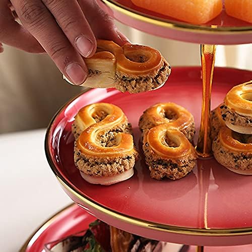 Bolo de 2 camadas de sobremesa de Lucbei com alça de anel de sobremesa de cerâmica Tabela de cupcake destacável Stand Multi-Color
