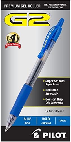 Pilot G2 Premium recarregável e retrátil Rolling Ball Gel Canelas, tinta azul, canetas de gel de bola de rolamento premium de 12