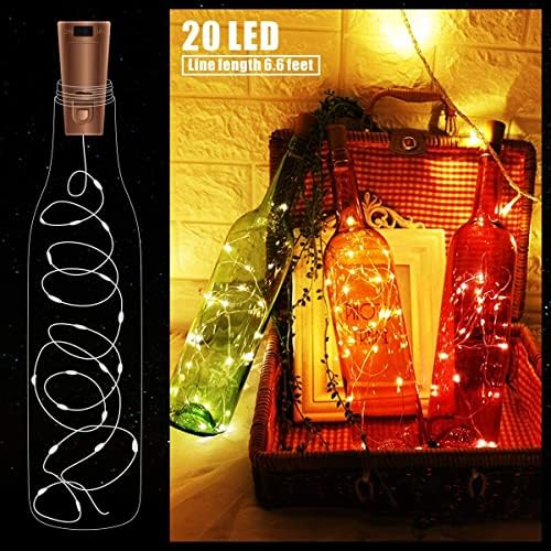 Luzes de garrafa de vinho de 30 embalagem com cortiça - luzes de garrafa de cortiça 90 baterias adicionais 6,6 pés fios