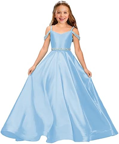 Girwem Off the ombro Girls Girls Dress Dress Formal Party Dald Long With Pockets Pt009