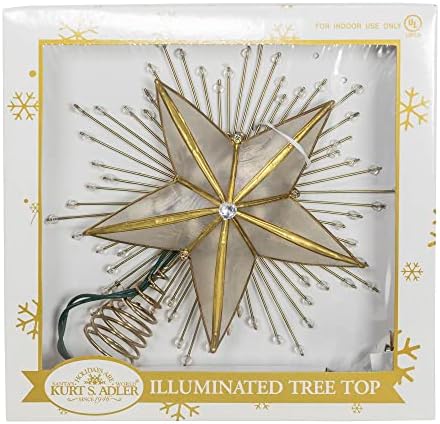 Kurt Adler 10-Light Capiz e Wire Snowflake Christmas Treetop, 10 polegadas, prata