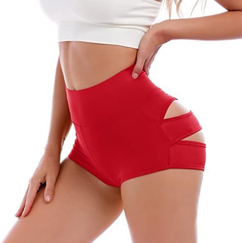 Womens High Caist Cutout Botty Shorts Strappy Scrunch Mini calças quentes Rapped Butt Lift Yoga Sport Rave Dance Bottoms