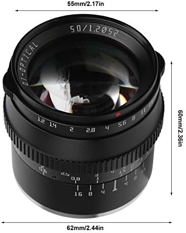 Lente da câmera, 50mm F1.2 FX Montar lente de foco manual de abertura grande, para Fuji Xt4/XT3/XT30/XS10/Xpro2/Xpro2/Xpro3 Câmera
