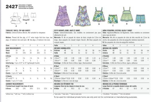 Padrão de costura da simplicidade 2427 É tão fácil vestido de criança e roupas esportivas, um