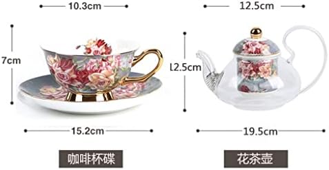 Xwozydr estilo de chá de ervas retro europeu, copo de chá requintado da tarde, bule de flores aquecido por vidro, chá de frutas