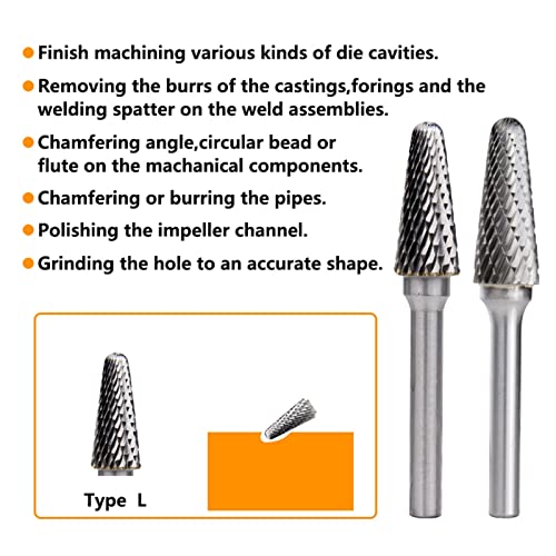 Burrs rotativas de haste de 6 mm 2 flauta l Arquivos rotativos de estilo para carbonetas Ferramentas de madeira 1pcs