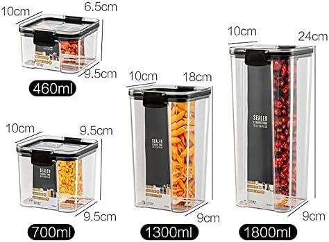 Gretd 4pcs Conjunto de contêiner de armazenamento de alimentos Cozinha refrigerador de macarrão de macarrão tanque de armazenamento multigrain latas seladas transparentes