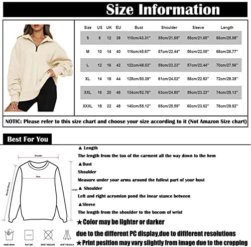 Ndvyxx Women Quarto Zip Slave Longa Cola de moletom de tamanho grande casual Casual Winter outono Moda 2022 Y2K Pullover