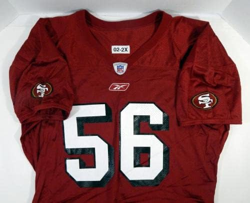 2002 San Francisco 49ers 56 Jogo emitido em Red Practice Jersey 961 - Jerseys de Jerseys usados ​​na NFL não assinada