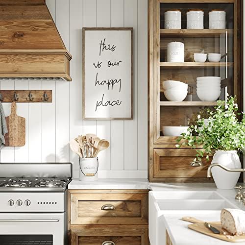 Barnyard Designs Este é o nosso Happy Place Wall Sign, decoração decorativa rústica de madeira decoração de casa 30 x 16,5