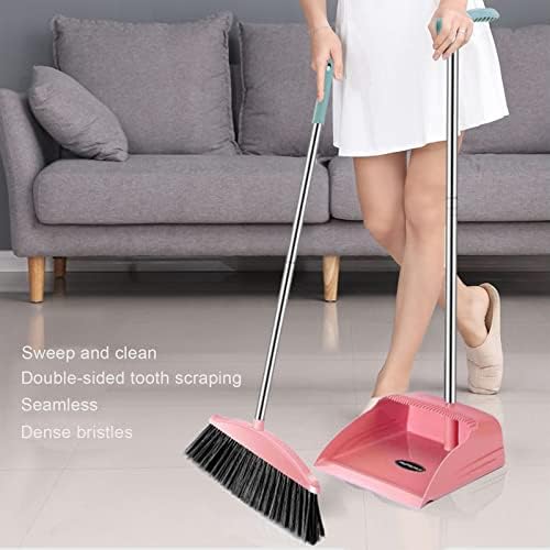 Mahza Push Broom Broom and Dustpan Set Home for Floor Sweeper Limpeza de lixo Stand Up Broom Dustpan Set Ferramentas de