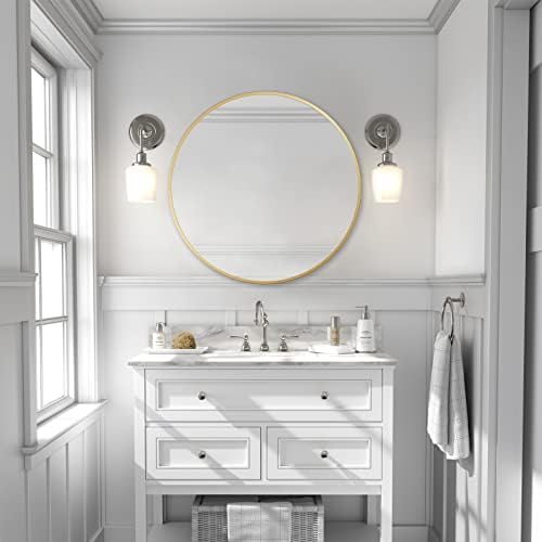 espelho redondo de zenmag para parede, espelho de círculo emoldurado de metal de 30 polegadas, espelho grande do banheiro, espelho de parede dourado para decoração de entrada do quarto da sala