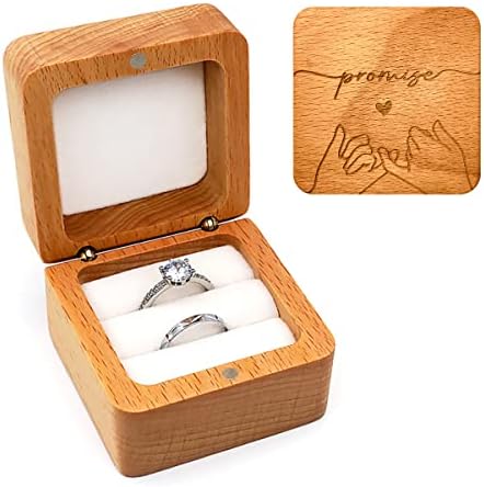 Caixa de anel de anel de madeira da caixa de madeira muito gravada de madeira-caixa de anel róstica-Caixa de anel