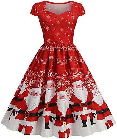 Vestidos de Natal para mulheres PLUS PLUS TAMANHO CASual elegante vestido vintage de manga comprida Cocktail Swing Formal