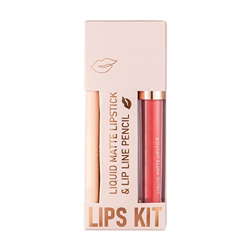 Non Stick Cup Lip Gloss Lipliner Combination Set Lipstick Velvet Lipliner integrado à prova d'água e DiP durável de 7 camadas