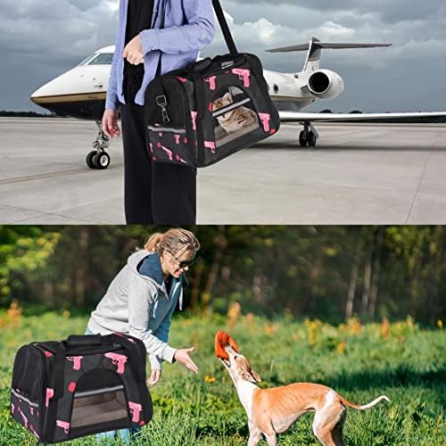 Portador de animais de estimação Pink Girl Power Power Rose Patern Soft-sided-sideal Travel Travels for Cats, Dogs Puppy Comfort