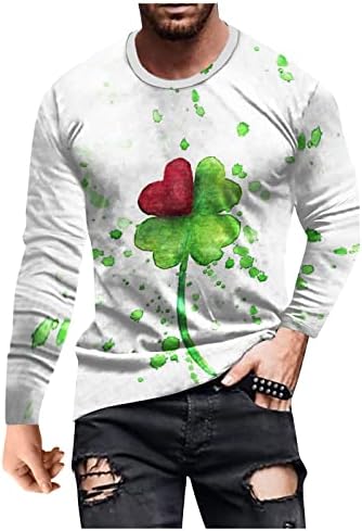 Oioloyjm St Patricks camisa do dia masculino Summer Summer Sweatshirt Casual Moda longa Moda impressa Blouse de pescoço