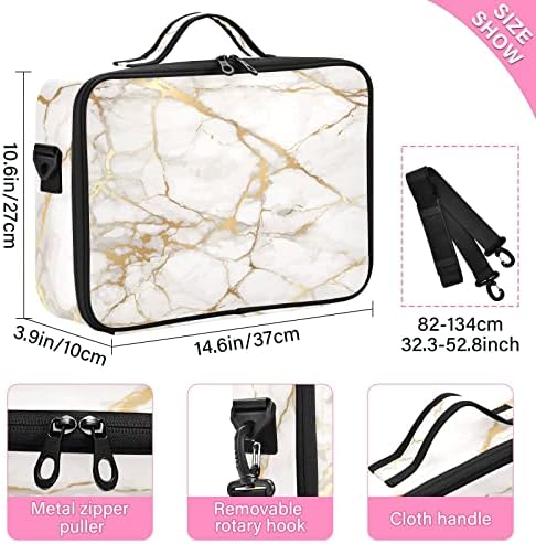 RPLife Golden Golden Marble TEXTURA VIONS SACO COSMETIC, SACO DE LAVO DE HOMELETRA PEDIMENTO, Caixa de escova de organizador de maquiagem portátil, bolsa de armazenamento com gancho para o banheiro do banheiro