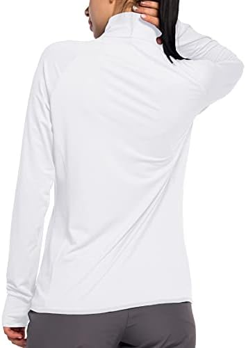 Camisa de proteção UV de proteção UV de 50+ feminina Mulher SPF SPF/UV Jaqueta atlética de caminhada com bolsos de zíper